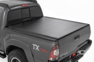 Toyota Tacoma Hard Roll Up Bed Cover - Rough Country - Sleek Flush, Low-Profile Design - Matte Black - '05-'15
